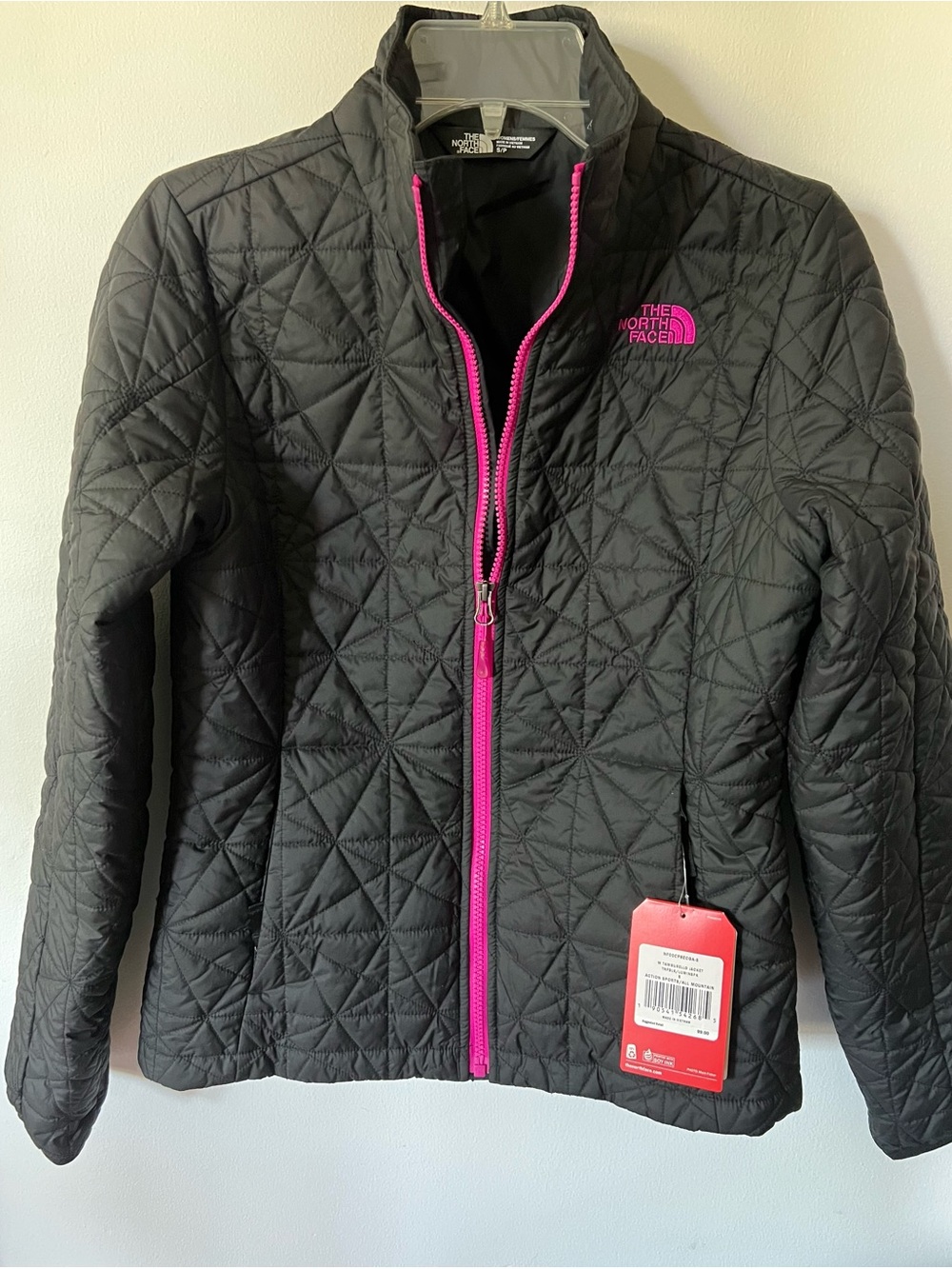 The North Face Womens Tamburello Insulated Jacket Black / Pink Puffer Zip Size S